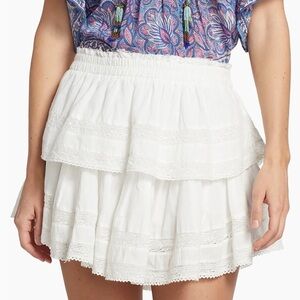 LoveShackFancy - Tiered Ruffle Mini Skirt in Antique White (S)